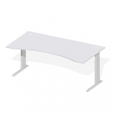 Schreibtisch Cockpit Comfort M MULTI M, manuell höhenverstellbar, 64-84cm (H), 180x95cm (BxT), Cockpitform, lichtgrau / silber