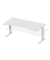 Schreibtisch Cockpit Comfort M MULTI M, manuell höhenverstellbar, 64-84cm (H), 180x95cm (BxT), Cockpitform, lichtgrau / silber