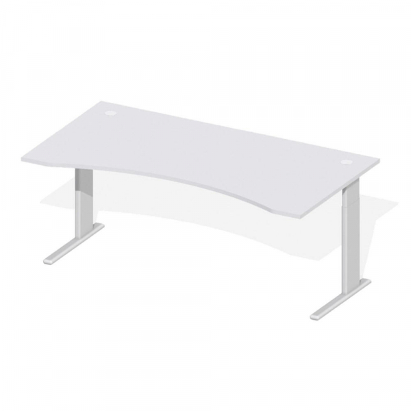 4251635613400 - Schreibtisch 220230 manuell höhenverstellbar 64-84cm (H) 180x95cm (BxT) Cockpitform lichtgrau   Alusilber 4251635613400 Des