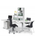 Schreibtisch Cockpit Comfort M MULTI M, manuell höhenverstellbar, 64-84cm (H), 180x95cm (BxT), Cockpitform, lichtgrau / silber