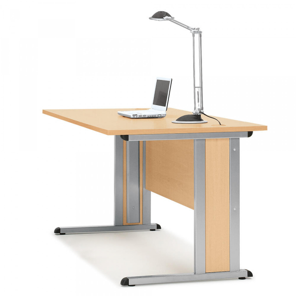 4251635613646 - Schreibtisch Basic MULTI M 275436 65-130cm (H) 180x80cm (BxT) rechteckig buche   silber 4251635613646 Deskin