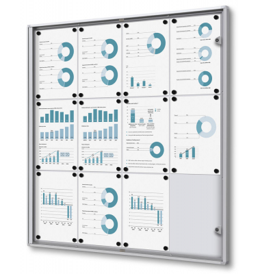 Schaukasten 281452, 12xA4, wei&szlig;/silber, Aluminium, magnetisch