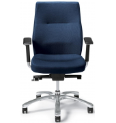 Bürodrehstuhl PARLANDO, blau / silber, mit Armlehnen, bis 150kg, ohne Kopfstütze