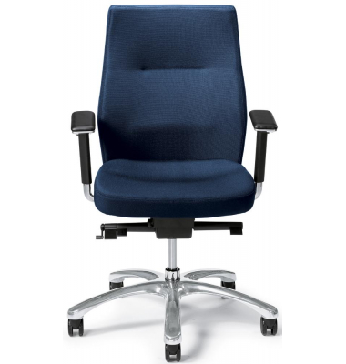Bürodrehstuhl PARLANDO, blau / silber, mit Armlehnen, bis 150kg, ohne Kopfstütze