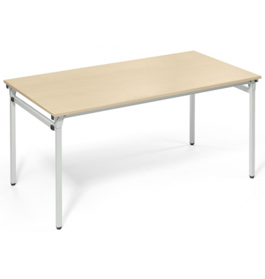 Klapptisch, 72cm (H), 160x80cm (BxT), rechteckig, ahorn / silber