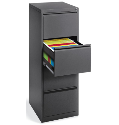 H&auml;ngeregistraturschrank 204273 Base L, anthrazit, 4 Schubladen, 1-bahnig