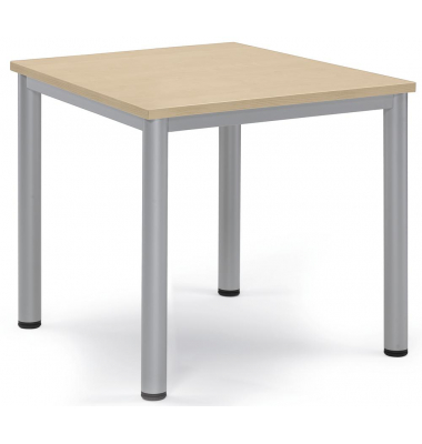 Besprechungstisch 259678, 72cm (H), 80x80cm (BxT), 4 Personen, quadratisch, ahorn / silber