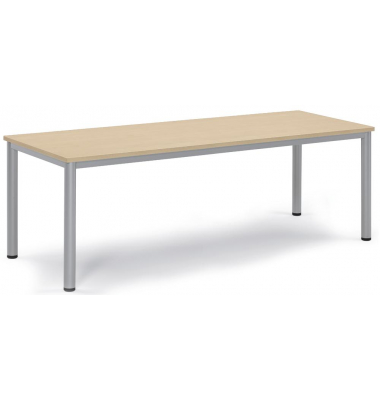 Besprechungstisch 259708, 72cm (H), 200x80cm (BxT), 8 Personen, rechteckig, ahorn / silber