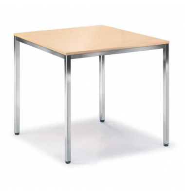 Besprechungstisch Deskin-Line, 72cm (H), 80x80cm (BxT), 4 Personen, quadratisch, buche / chrom