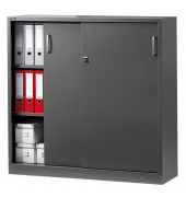 Schiebet&uuml;renschrank BASE L 220757, abschlie&szlig;bar, 3 OH, anthrazit, 120x120x42cm (BxHxT)