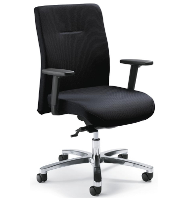 Bürodrehstuhl BIG STAR 10, schwarz / silber, mit Armlehnen, bis 150kg, ohne Kopfstütze