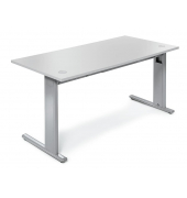 Schreibtisch Basic M MULTI M, 74cm (H), 120x80cm (BxT), rechteckig, lichtgrau / silber