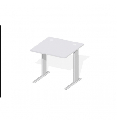 Schreibtisch Comfort M MULTI M, manuell h&ouml;henverstellbar, 64-84cm (H), 80x80cm (BxT), quadratisch, lichtgrau / silber
