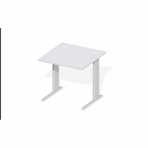 4251635615404 - Schreibtisch 219673 manuell höhenverstellbar 64-84cm (H) 80x80cm (BxT) quadratisch lichtgrau   Alusilber 4251635615404 Desk