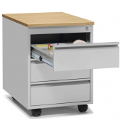 Rollcontainer 274139, buche, 3 Schubladen, Stahl, abschlie&szlig;bar
