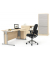 Schreibtisch Basic MULTI M, 74cm (H), 80x80cm (BxT), quadratisch, ahorn / silber