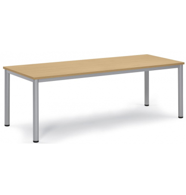 Besprechungstisch 259707, 72cm (H), 200x80cm (BxT), 8 Personen, rechteckig, buche / silber