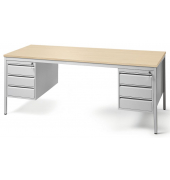 Schreibtischkombination BASE L, 72cm (H), 160x80cm (BxT), rechteckig, buche / lichtgrau