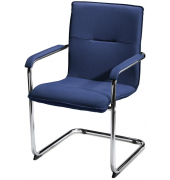Besucherschwinger DESKIN1, dunkelblau / chrom, mit Armlehnen, Freischwinger
