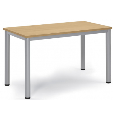 Besprechungstisch BASE-MODUL Q, 72cm (H), 120x60cm (BxT), 6 Personen, rechteckig, buche / silber