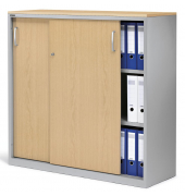 Schiebet&uuml;renschrank CONCEPT LINE 270270, abschlie&szlig;bar, 3 OH, alusilber/buche, 120x116x42cm (BxHxT)