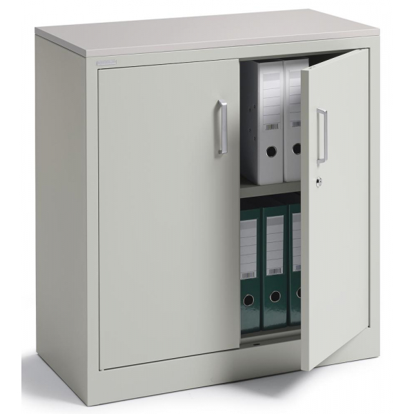 4251635617217 - Flügeltürenschrank BASE L 220887 abschließbar 2 OH lichtgrau 80x845x42cm (BxHxT) 4251635617217 Deskin