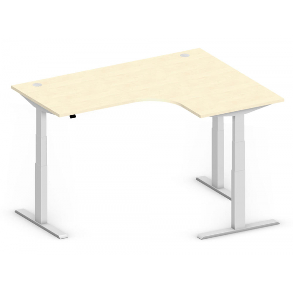 4251635617644 - Sitz-Steh-Schreibtisch Comfort Multi M Pro 285829 elektrisch höhenverstellbar  1800mmx800mm (BxT) L-Form ahorn   Alusilber R
