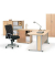 Schreibtisch Basic MULTI M, 74cm (H), 160x105cm (BxT), Freiform, ahorn / silber