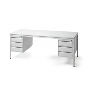 Schreibtischkombination BASE L 256478, 72cm (H), 200x80cm (BxT), rechteckig, lichtgrau / lichtgrau