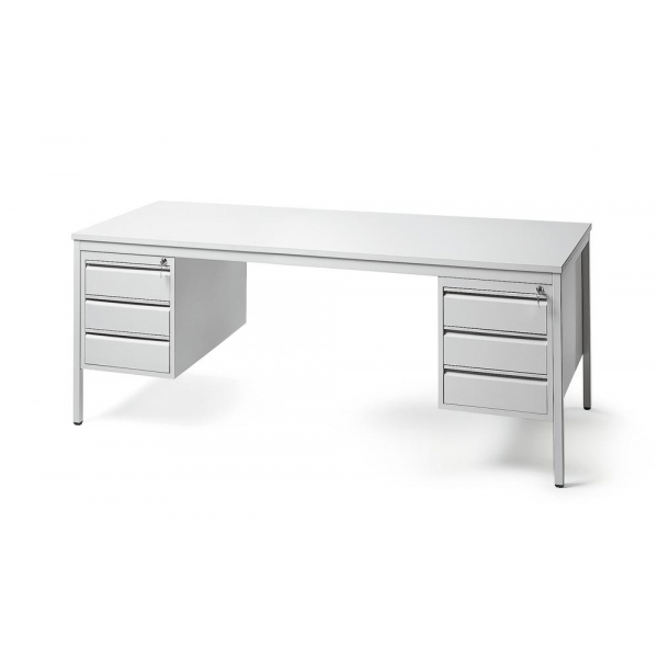 4251635617743 - Schreibtischkombination BASE L 256478 72cm (H) 200x80cm (BxT) rechteckig lichtgrau   lichtgrau 4251635617743 Deskin