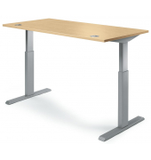 Sitz-Steh-Schreibtisch Basic MULTI M pro, elektrisch h&ouml;henverstellbar, 71,5-120,5cm (H), 120x80cm (BxT), rechteckig, buche / sil