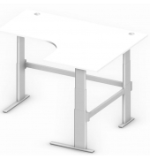 Sitz-Steh-Schreibtisch Comfort Multi M, elektrisch höhenverstellbar, 65,5-130,5cm (H), 180x140cm (BxT), L-Form, weiß / silber