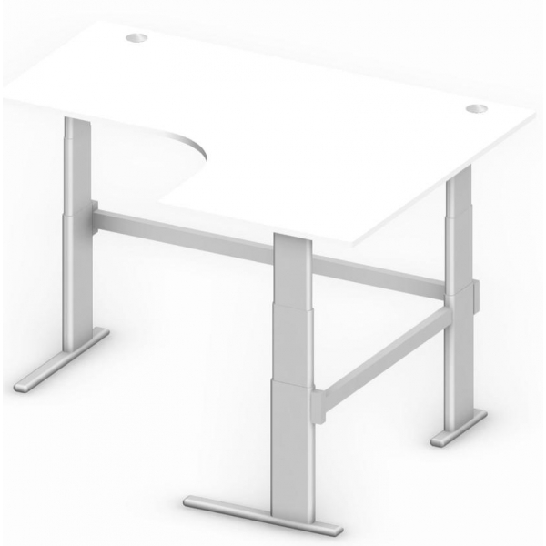 4251635617927 - Sitz-Steh-Schreibtisch Comfort Multi M 275374 elektrisch höhenverstellbar  1800mmx1400mm (BxT) L-Form weiß   Alusilber RAL 9