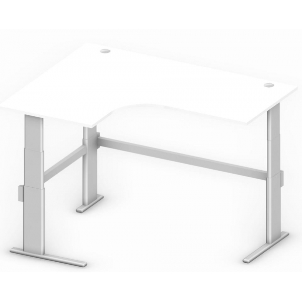 4251635618078 - Sitz-Steh-Schreibtisch Comfort Multi M 275370 elektrisch höhenverstellbar  1800mmx1400mm (BxT) L-Form weiß   Alusilber RAL 9