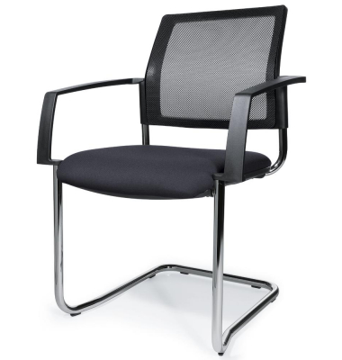 Besucherstuhl VALERA S, anthrazit / chrom, mit Armlehnen, Freischwinger