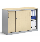Schiebet&uuml;renschrank CONCEPT LINE 270268, abschlie&szlig;bar, 2 OH, alusilber/ahorn, 120x80x42cm (BxHxT)