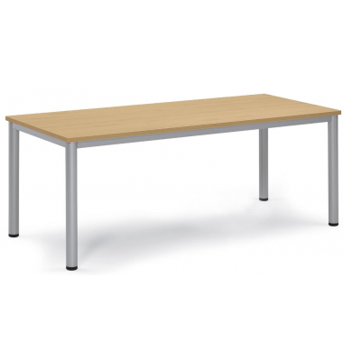Besprechungstisch 259704, 72cm (H), 180x80cm (BxT), 8 Personen, rechteckig, buche / silber