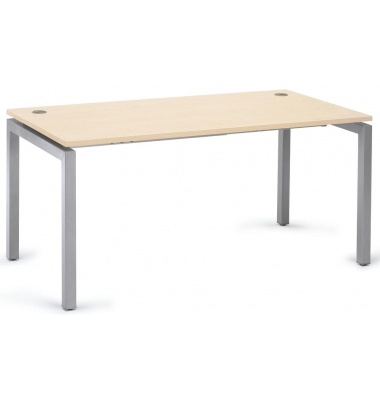 Schreibtisch  Basic MULTI M, 74cm (H), 160x80cm (BxT), rechteckig, ahorn / silber