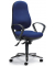 Bürodrehstuhl COMFORT I, blau / chrom, mit Armlehnen, bis 110kg, ohne Kopfstütze