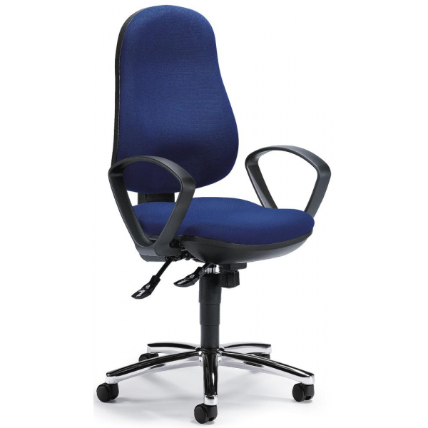 4251635619341 - Bürodrehstuhl COMFORT I blau chrom mit Armlehnen bis 110kg ohne Kopfstütze 4251635619341 Deskin 4251635619341 - Bürodrehstuhl COMFORT I blau chrom mit Armlehnen bis 110kg ohne Kopfstütze 4251635619341 Deskin