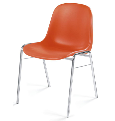 Besucherstuhl HIP, orange / chrom, ohne Armlehnen, 4-Fuß-Gestell