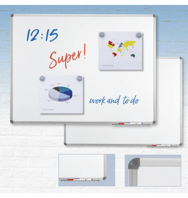 Whiteboard Board Standard, 264826, 90x60cm (BxH), kunststoffbeschichtet, Aluminiumrahmen