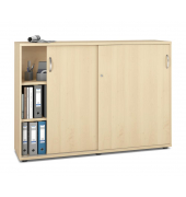Schiebet&uuml;renschrank MULTI M pro 278081, abschlie&szlig;bar, 2x3 OH, ahorn, 160x114x42cm (BxHxT)