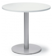Konferenztisch MODUL, 73,5cm (H), 80x80cm (BxT), 4 Personen, rund, wei&szlig; / silber