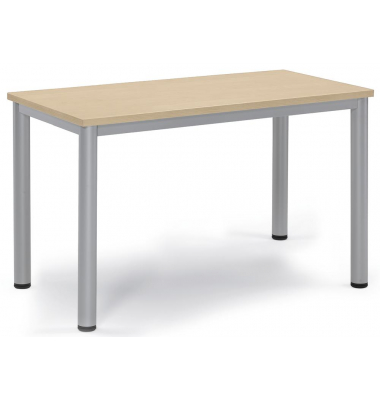 Besprechungstisch 259681, 72cm (H), 120x60cm (BxT), 6 Personen, rechteckig, ahorn / silber