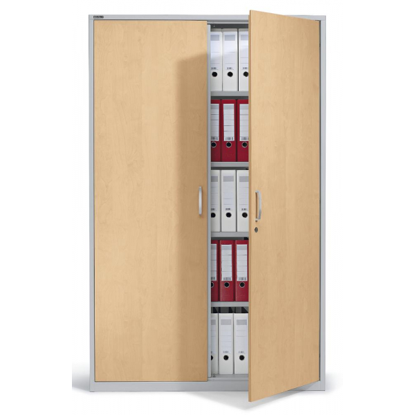 4251635620569 - Flügeltürenschrank CONCEPT LINE 270246 abschließbar 5 OH alusilber buche 120x190x42cm (BxHxT) 4251635620569 Deskin