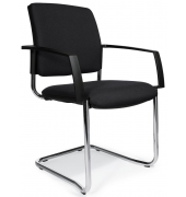 Besucherstuhl VALERA S, schwarz / chrom, mit Armlehnen, Freischwinger