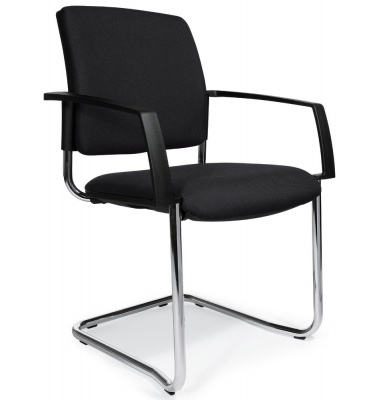 Besucherstuhl VALERA S, schwarz / chrom, mit Armlehnen, Freischwinger