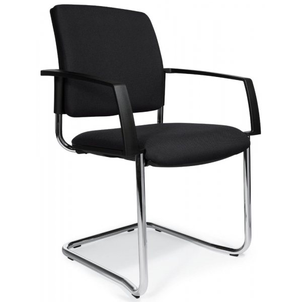 2 Stück Deskin Besucherstuhl VALERA S, schwarz / chrom, mit Armlehnen, Freischwinger 4251635620606 Deskin