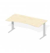 Schreibtisch Cockpit Comfort M MULTI M, manuell höhenverstellbar, 64-84cm (H), 180x95cm (BxT), Cockpitform, ahorn / silber